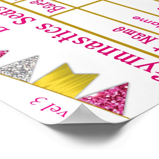 Gymnastik Saison Meet Scorecard Poster 9 Glitzer (Ecke)