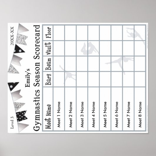 Gymnastik Saison Scorecard Poster 8 SilverGlitter (Vorne)