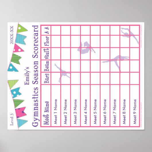 Gymnastik Saison - Scorecard Poster 9 OM (Vorne)