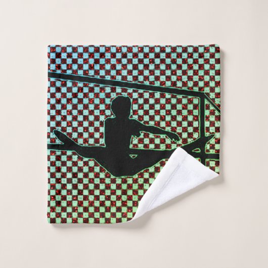 Gymnastik Schachbrettwäsche Handtuch geprüft Waschlappen (Waschlappen)