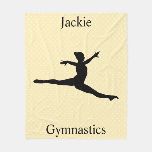 Gymnastik-Schalter Leap Gelb Polka Dot Fleecedecke (Vorderseite)