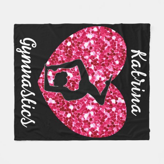 Gymnastik Schwarz und Heiß Rosa Personalisiert Fleecedecke (Vorderseite (Horizontal))