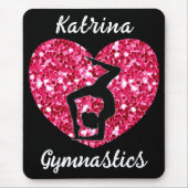 Gymnastik Schwarz und Heiß Rosa Personalisiert Mousepad (Vorne)