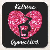 Gymnastik Schwarz und Heiß Rosa Personalisiert Rechteckiger Pappuntersetzer (Vorderseite)