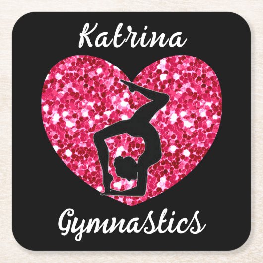 Gymnastik Schwarz und Heiß Rosa Personalisiert Rechteckiger Pappuntersetzer (Vorderseite)
