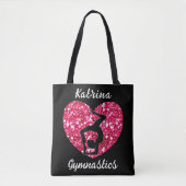 Gymnastik Schwarz und Heiß Rosa Personalisiert Tasche (Vorderseite)