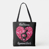 Gymnastik Schwarz und Heiß Rosa Personalisiert Tasche (Rückseite)