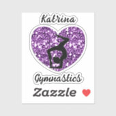 Gymnastik Schwarz und Lila Personalisiert Aufkleber (Blatt)