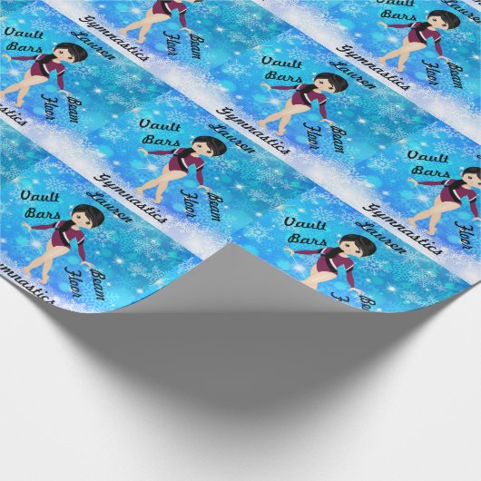 Gymnastik Schwarzes Haar, braune Augen, Burgund Le Geschenkpapier (Ecke)