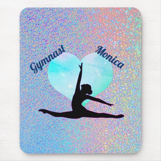 Gymnastik Silver Sparkle Hologram Mousepad (Vorne)