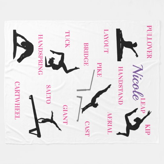 Gymnastik Skills Typografie Fleecedecke (Vorderseite (Horizontal))
