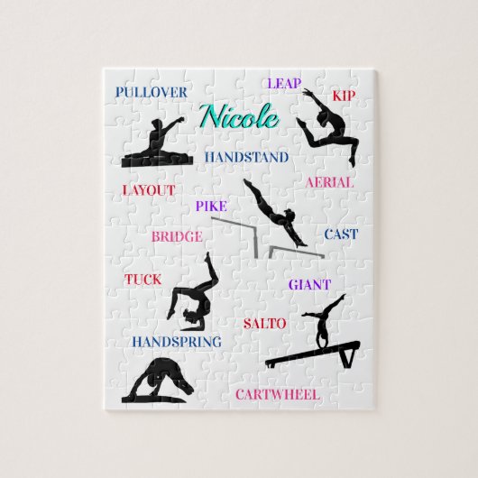 Gymnastik Skills Typografie Puzzle (Vertikal)