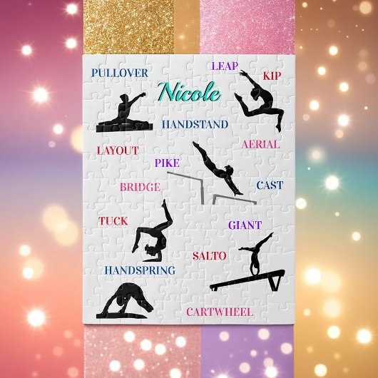 Gymnastik Skills Typografie Puzzle