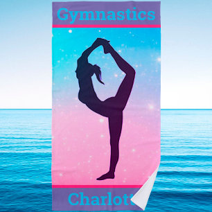 Gymnastik Skorpion Pastel Beach Handtuch, Name Strandtuch