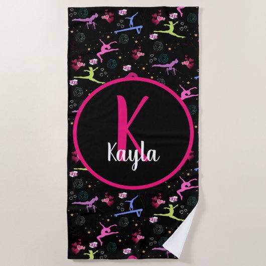 Gymnastik Spaß Printwerbung Mit Monogramm Strandtuch (Vorderseite)