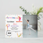 Gymnastik springen Cartwheels Geburtstagsparty Einladung (Stehend Vorderseite)