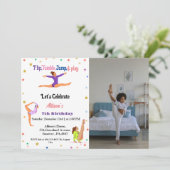 Gymnastik springen Cartwheels Geburtstagsparty Einladung (Stehend Vorderseite)