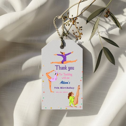 Gymnastik springen Cartwheels Geburtstagsparty Geschenkanhänger
