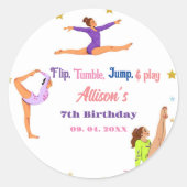 Gymnastik springen Cartwheels Geburtstagsparty Runder Aufkleber (Vorderseite)
