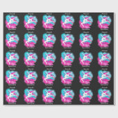 Gymnastik Sprung rosa blaue Farbbombe mit Namen Geschenkpapier (Flach)