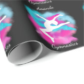 Gymnastik Sprung rosa blaue Farbbombe mit Namen Geschenkpapier (Rolleneckpunkt)