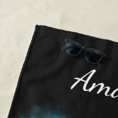 Gymnastik Sprung rosa blaue Farbbombe mit Namen Strandtuch (Beispiel)