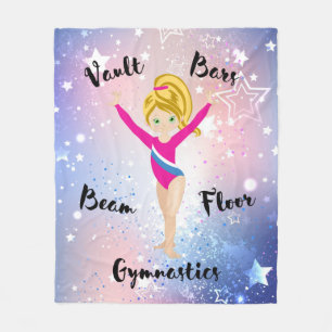 Gymnastik Star Blonde, grüne Augen, rosa Leotard Fleecedecke
