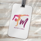 Gymnastik Stationery | Monogramm erste Pose Gepäckanhänger