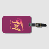 Gymnastik Stationery | Monogramm erste Pose Gepäckanhänger (Vorderseite (Horizontal))