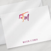Gymnastik Stationery | Monogramm erste Pose Mitteilungskarte