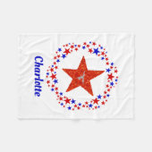Gymnastik Sterne Mit Monogramm Name Rotes Blau Fleecedecke (Vorderseite (Horizontal))