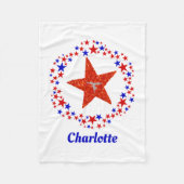 Gymnastik Sterne Mit Monogramm Name Rotes Blau Fleecedecke (Vorderseite)