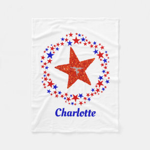 Gymnastik Sterne Mit Monogramm Name Rotes Blau Fleecedecke