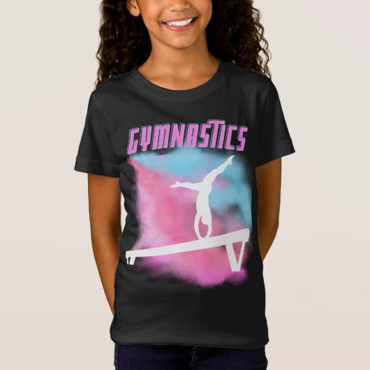 Gymnastik strahlt rosa und blaue Farbbombe T-Shirt (Vorderseite)