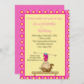 Gymnastik Strichmännchen Geburtstag Einladung (Vorne/Hinten)