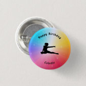 Gymnastik / Tanzfrass Birthday Rainbow Button (Vorne & Hinten)