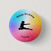 Gymnastik / Tanzfrass Birthday Rainbow Button (Vorderseite)