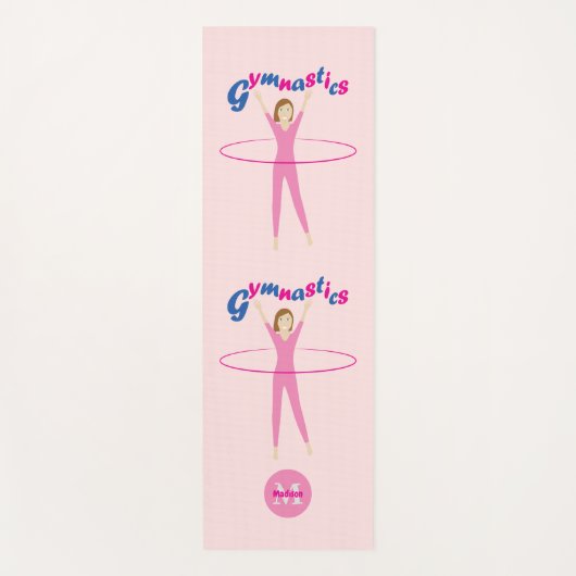 Gymnastik Text Rosa Hula Hupen Mädchen Monogramm Yogamatte (Vorderseite)