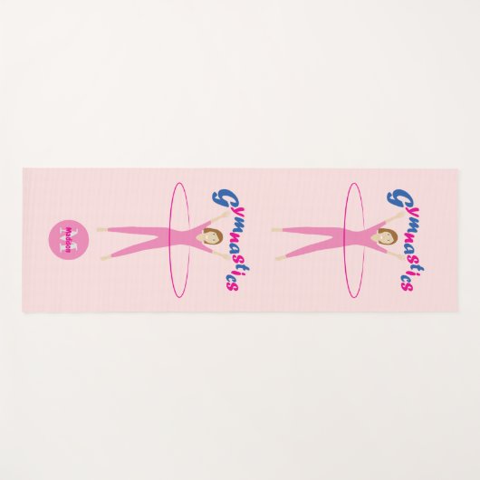 Gymnastik Text Rosa Hula Hupen Mädchen Monogramm Yogamatte (Vorderseite (Horizontal))