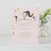 Gymnastik Tumble Twirl Geburtstagsparty Schwarzes  Einladung (Stehend Vorderseite)