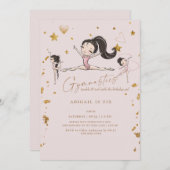 Gymnastik Tumble Twirl Geburtstagsparty Schwarzes  Einladung (Vorne/Hinten)