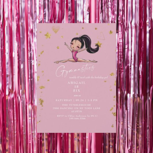 Gymnastik Tumble & Twirl Pink Geburtstagsparty Einladung