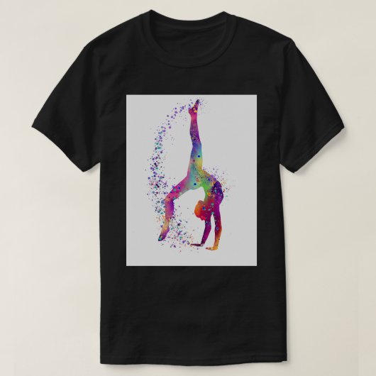 Gymnastik Tumbling Girl Watercolor Silhouette T-Shirt (Design vorne)