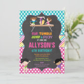 Gymnastik Tummeln Party Geburtstagsfeier Mädchen Einladung (Stehend Vorderseite)