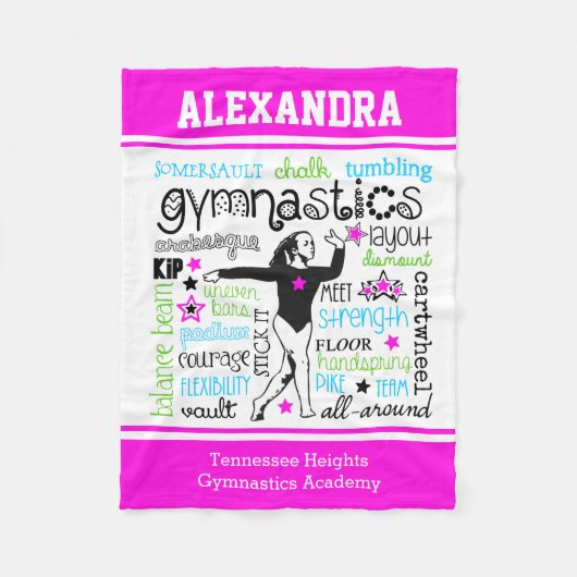 Gymnastik-Typografie mit Monogramm Fleecedecke (Vorderseite)