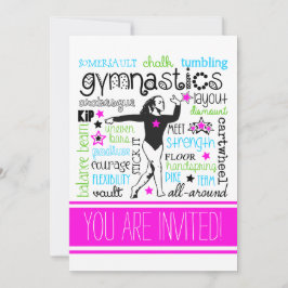Gymnastik Typografie-Party Einladung