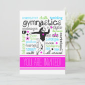 Gymnastik Typografie-Party Einladung (Stehend Vorderseite)