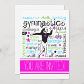 Gymnastik Typografie-Party Einladung (Vorne/Hinten)