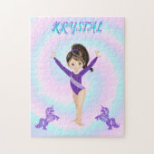 Gymnastik und lila Ponys personalisiert Puzzle (Vertikal)
