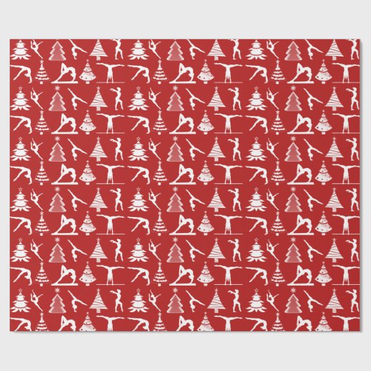 Gymnastik und Weihnachtsbäume Geschenkpapier (Flach)